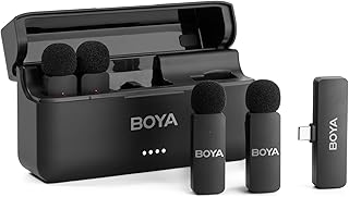 Boya BY-V4U Wireless Lavalier Microphone for iPhone 15 Android Type C Phone Smartphone Clip-On Wireless Lapel Mic for Video Recording Podcast Interview Streaming Vlog YouTube