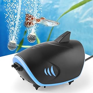 FEDOUR 300LPH Ultra-quiet Aquarium Air Pump with Dual Output, 3W Adjustable Fish Tank Air Pump, Shark-shaped Aerator Oxygen Pump, for up to 300L Fish Tank