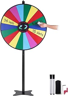 VEVOR 36 inch Spinning Prize Wheel, 18 Slots Spinning Wheel, Roulette Wheel with a Dry Erase and 2 Markers, Tabletop or Floor Standing Win Fortune Spin Games in Party Pub Trade Show Carnival