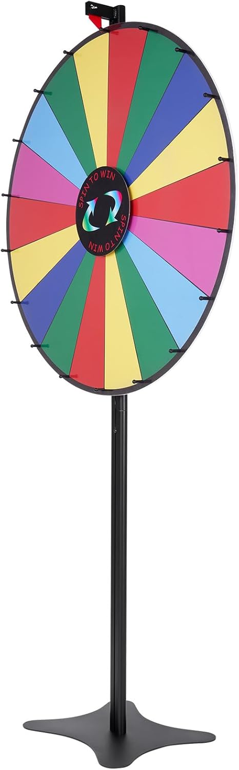 VEVOR 36 inch Spinning Prize Wheel, 18 Slots Spinning Wheel, Roulette Wheel with a Dry Erase and 2 Markers, Tabletop or Floor Standing Win Fortune Spin Games in Party Pub Trade Show Carnival-3