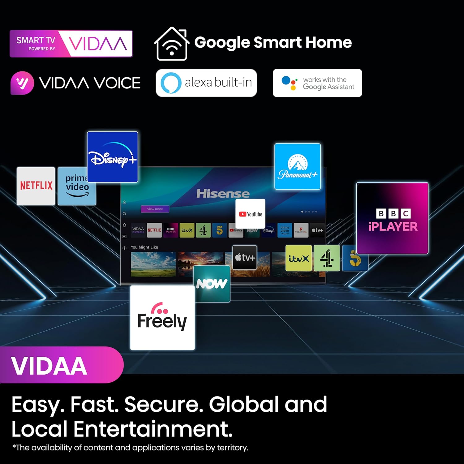 Hisense 55 Inch 4K Smart TV 55E6NTUK - Dolby Vision, Game Mode PLUS with 60Hz VRR ALLM, Smooth Motion, AI Sports Mode, Vidaa OS with Freely, Youtube, Netflix and Disney+ & Now TV (2024 Model)-10