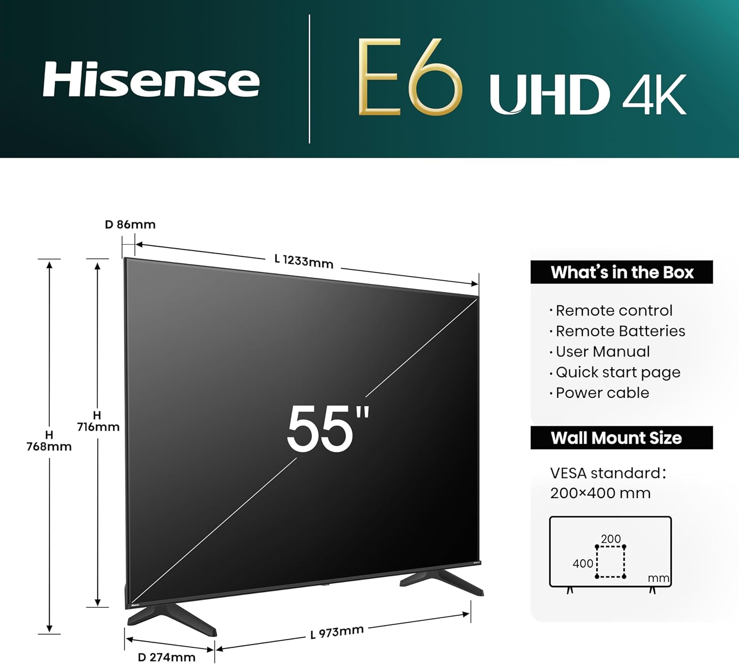 Hisense 55 Inch 4K Smart TV 55E6NTUK - Dolby Vision, Game Mode PLUS with 60Hz VRR ALLM, Smooth Motion, AI Sports Mode, Vidaa OS with Freely, Youtube, Netflix and Disney+ & Now TV (2024 Model)-3