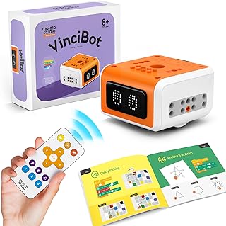 MatataStudio Coding Robot for Kids Ages 8-12, VinciBot Programmable AI Robot Toy Kit Remote Control Electronic Programming Robot compatible Scratch Python STEM Educational Toy Back to School Gift