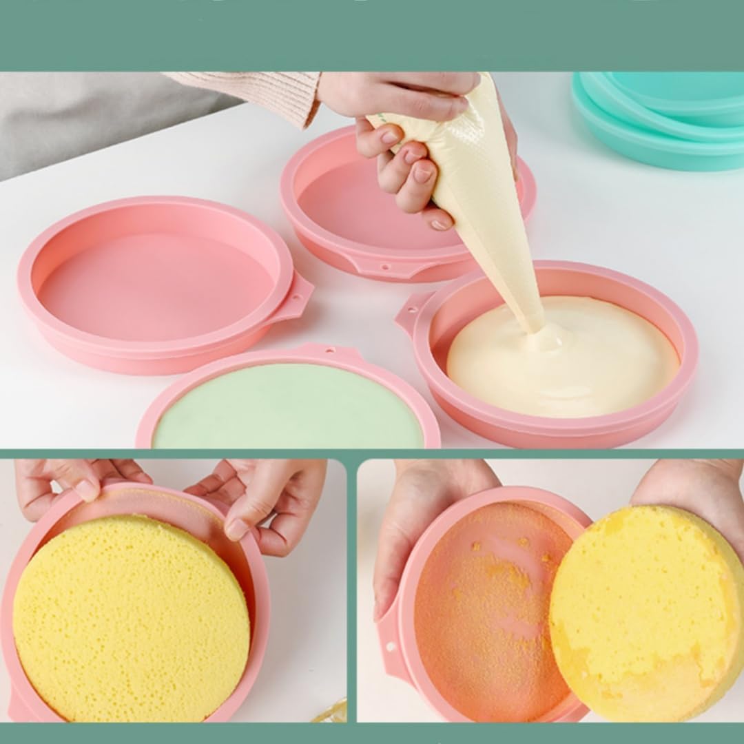 MEETOZ Rotundity Shape Silicone Cake Mold,Rotundity Cake Mould Pastry Baking Tray, Silicone Oven Safe Non-Sticky Baking Pan, for Home Kitchen DIY Baking (8in)-4