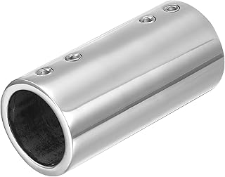 sourcing map Straight Pipe Fitting Connector, 316 Stainless Steel 2-Way Hand Rail Tube Connector 70mm Length, for 1"(25mm) OD Handrail Railing