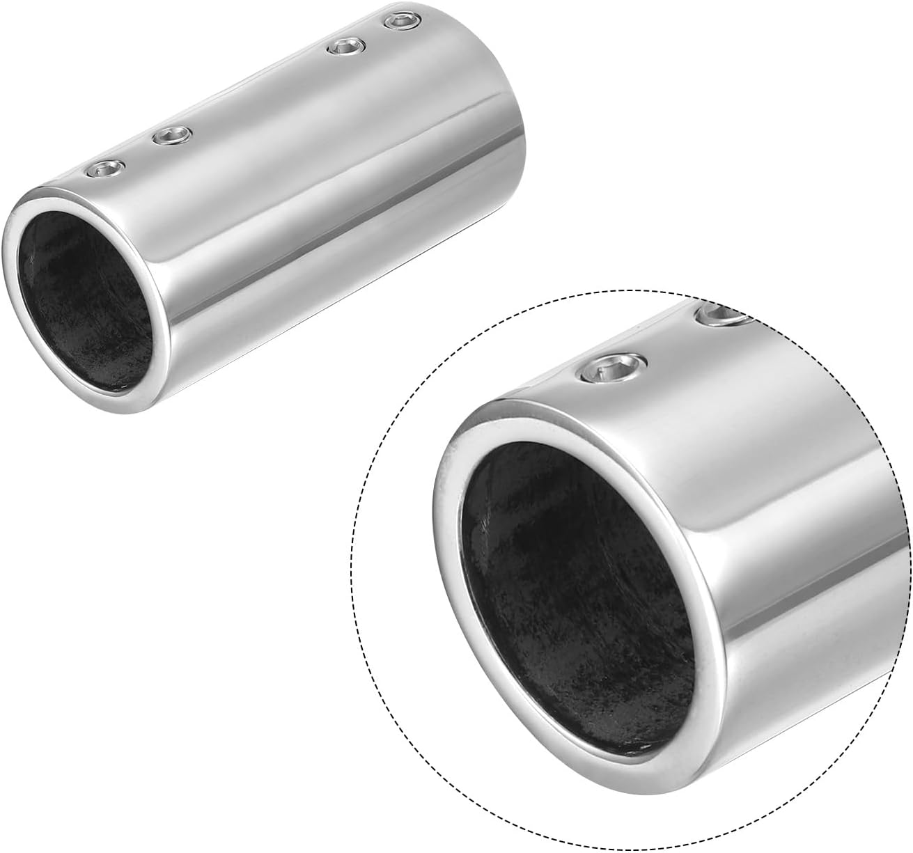 sourcing map Straight Pipe Fitting Connector, 316 Stainless Steel 2-Way Hand Rail Tube Connector 70mm Length, for 1"(25mm) OD Handrail Railing-2