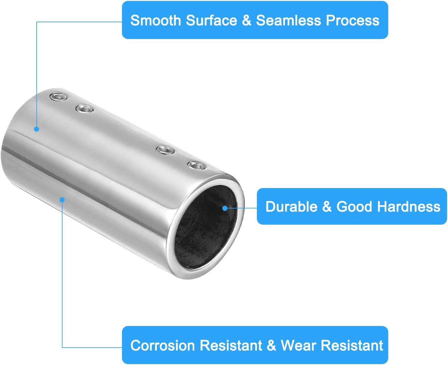 sourcing map Straight Pipe Fitting Connector, 316 Stainless Steel 2-Way Hand Rail Tube Connector 70mm Length, for 1"(25mm) OD Handrail Railing-3