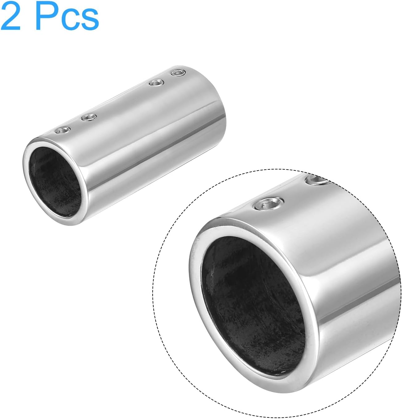 sourcing map 2Pcs Straight Pipe Fitting Connector, 316 Stainless Steel 2-Way Hand Rail Tube Connector 70mm Length, for 1"(25mm) OD Handrail Railing-2