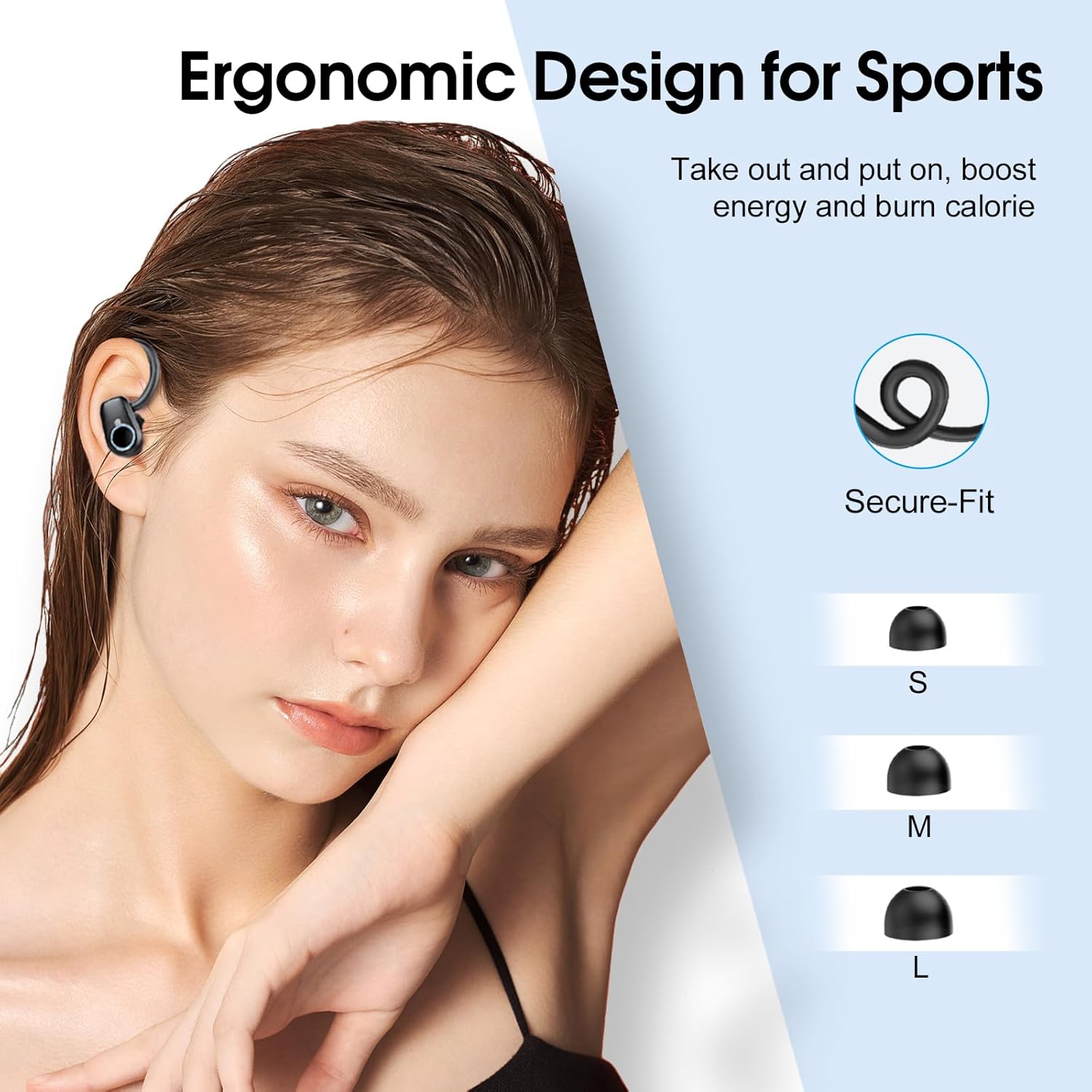 Wireless Earbuds, Bluetooth 5.3 Headphones with 4 ENC Noise Canceling Mic, 50H Stereo Dual LED Display Ear Buds, Sport Wireless Earphones with Earhooks, IP7 Waterproof Wireless Headphones for Running-5