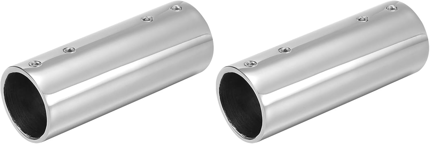 sourcing map 2Pcs Straight Pipe Fitting Connector, 316 Stainless Steel 2-Way Hand Rail Tube Connector 100mm Length, for 1-3/16"(30mm) OD Handrail Railing-0