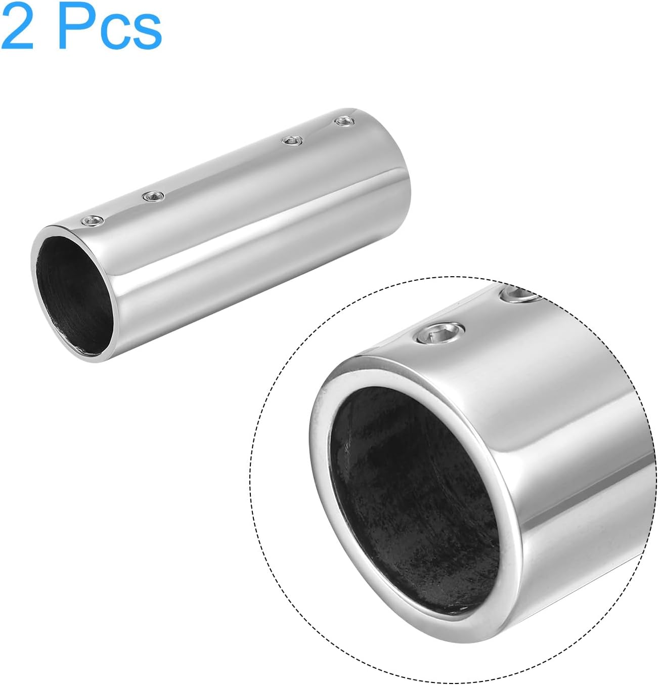 sourcing map 2Pcs Straight Pipe Fitting Connector, 316 Stainless Steel 2-Way Hand Rail Tube Connector 100mm Length, for 1-3/16"(30mm) OD Handrail Railing-2