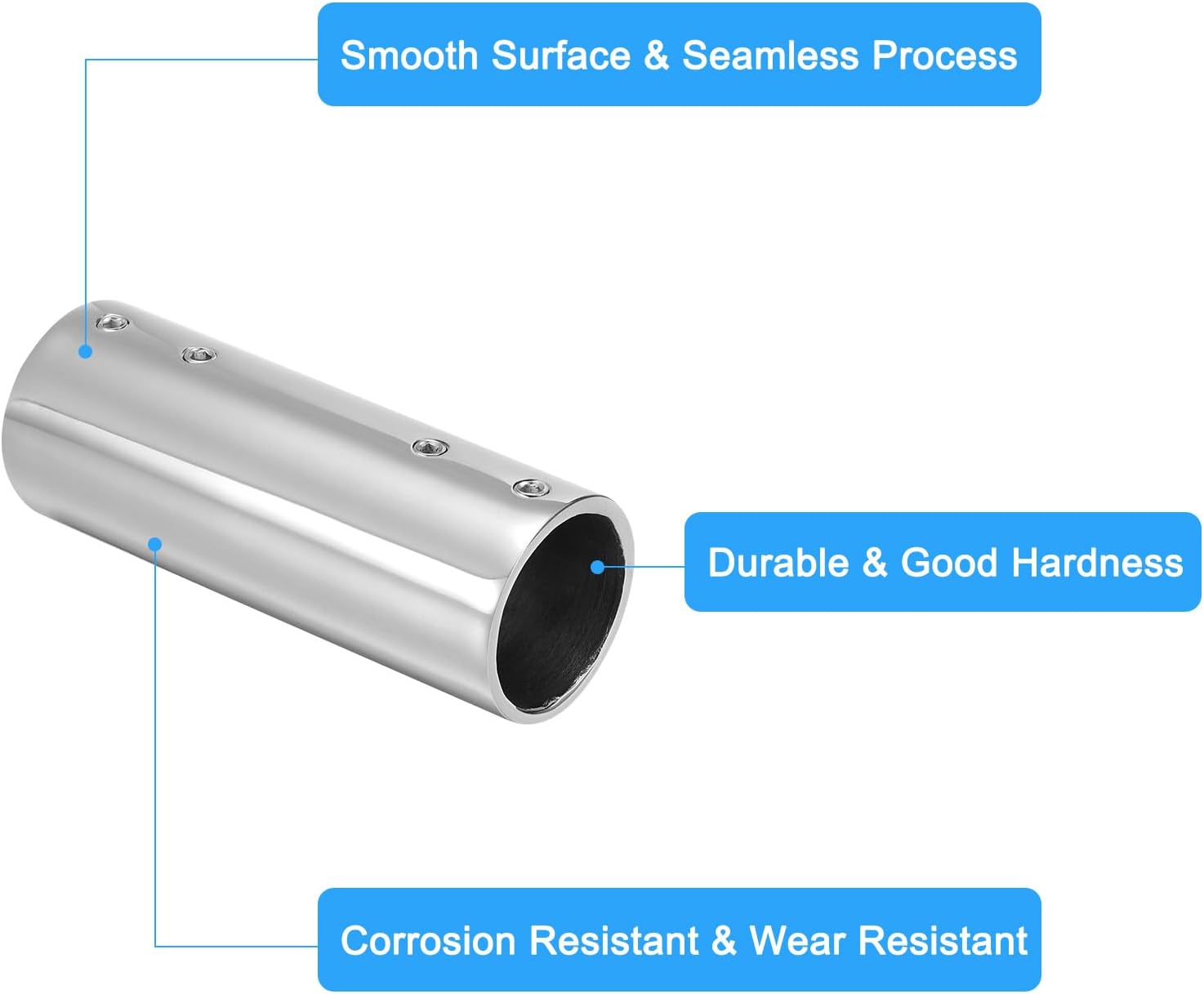 sourcing map 2Pcs Straight Pipe Fitting Connector, 316 Stainless Steel 2-Way Hand Rail Tube Connector 100mm Length, for 1-3/16"(30mm) OD Handrail Railing-3