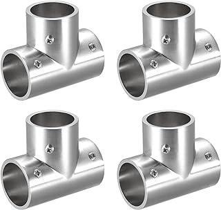 sourcing map 4Pcs Tee Rail Fitting, 3-Way Zinc Alloy Pipe Connector Brushed for 25mm/1" OD Handrail Railing