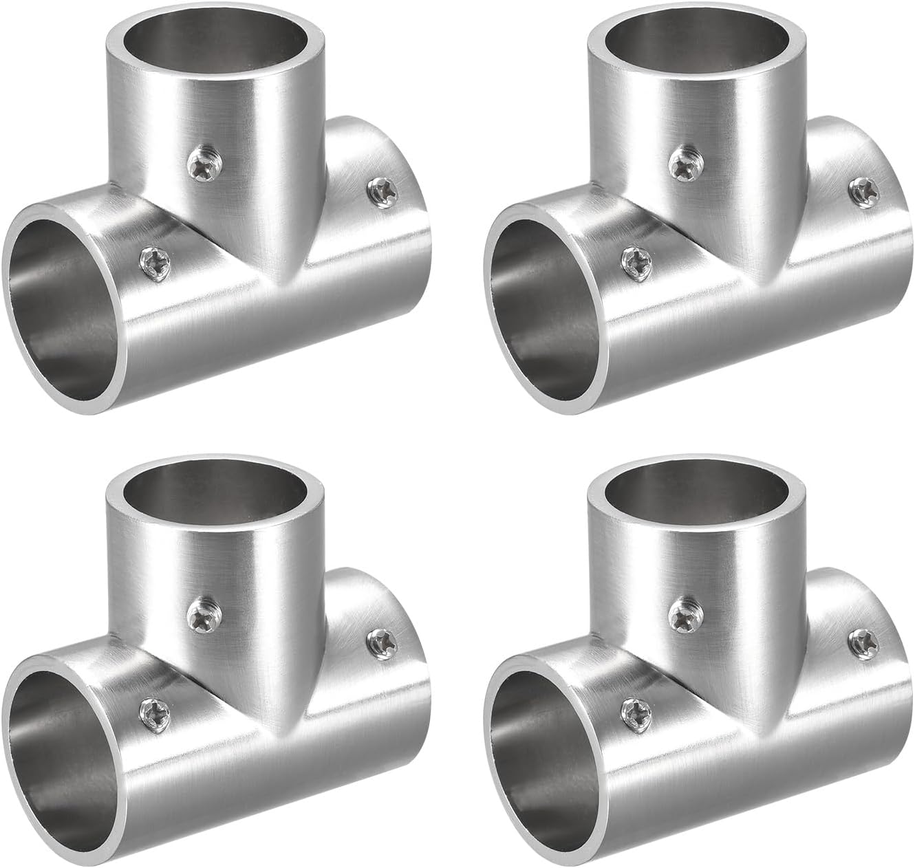 sourcing map 4Pcs Tee Rail Fitting, 3-Way Zinc Alloy Pipe Connector Brushed for 25mm/1" OD Handrail Railing-0