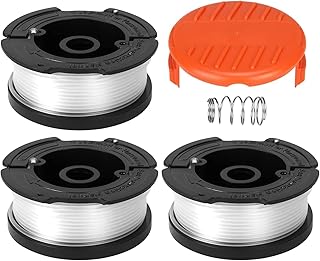 CKCSHI 3pcs Spool Trimmer Spool & Line Compatible with Black Decker Replace AF-100 ST5530-GB GLC3630L20-GB STC1820PC-GB BESTA530-GB BESTA525-GB (With 1 Cap,1 Spring)