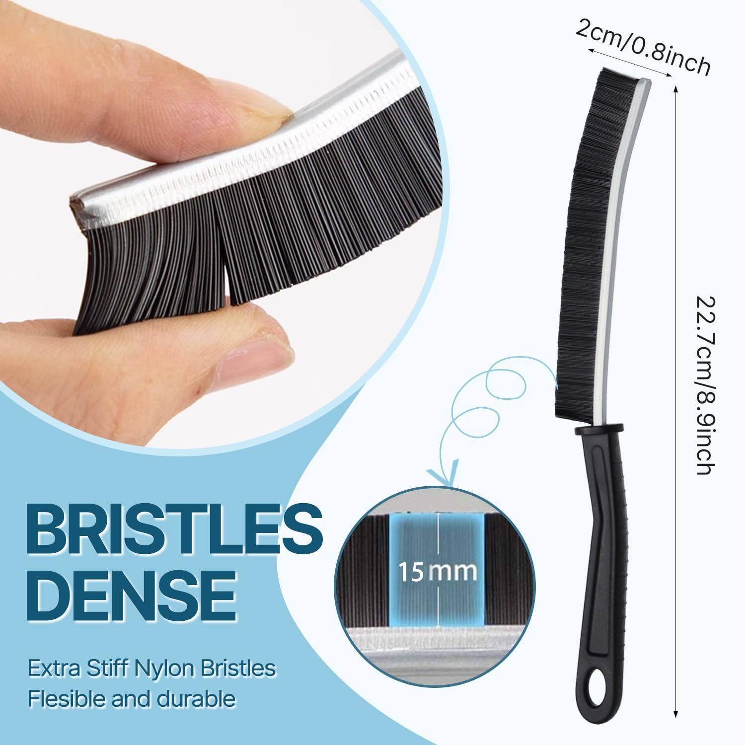 Crevice Cleaning Brush, Bathroom Tile Groove Gap Cleaning Brush,Premium Crevice Cleaning Tool Aluminum Support with 15° Angle Magic Brush, Thin Cleaning Brush for Home Kitchen-3