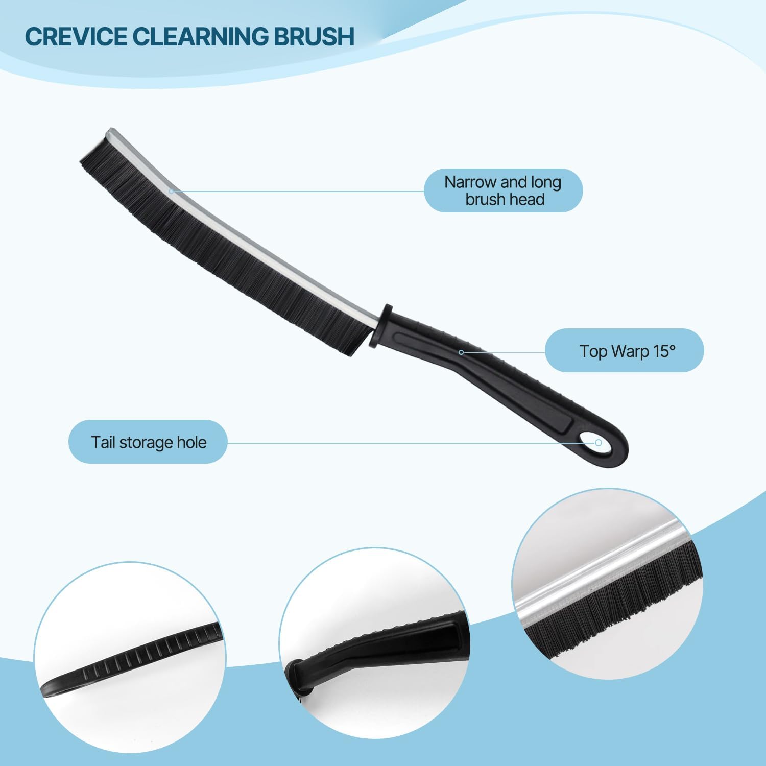 Crevice Cleaning Brush, Bathroom Tile Groove Gap Cleaning Brush,Premium Crevice Cleaning Tool Aluminum Support with 15° Angle Magic Brush, Thin Cleaning Brush for Home Kitchen-4