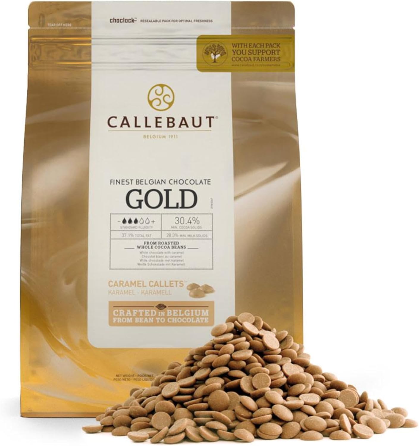 Callebaut | Gold 30.4% Finest Belgian Caramel Chocolate Couverture Callets | 1x2.5kg-2