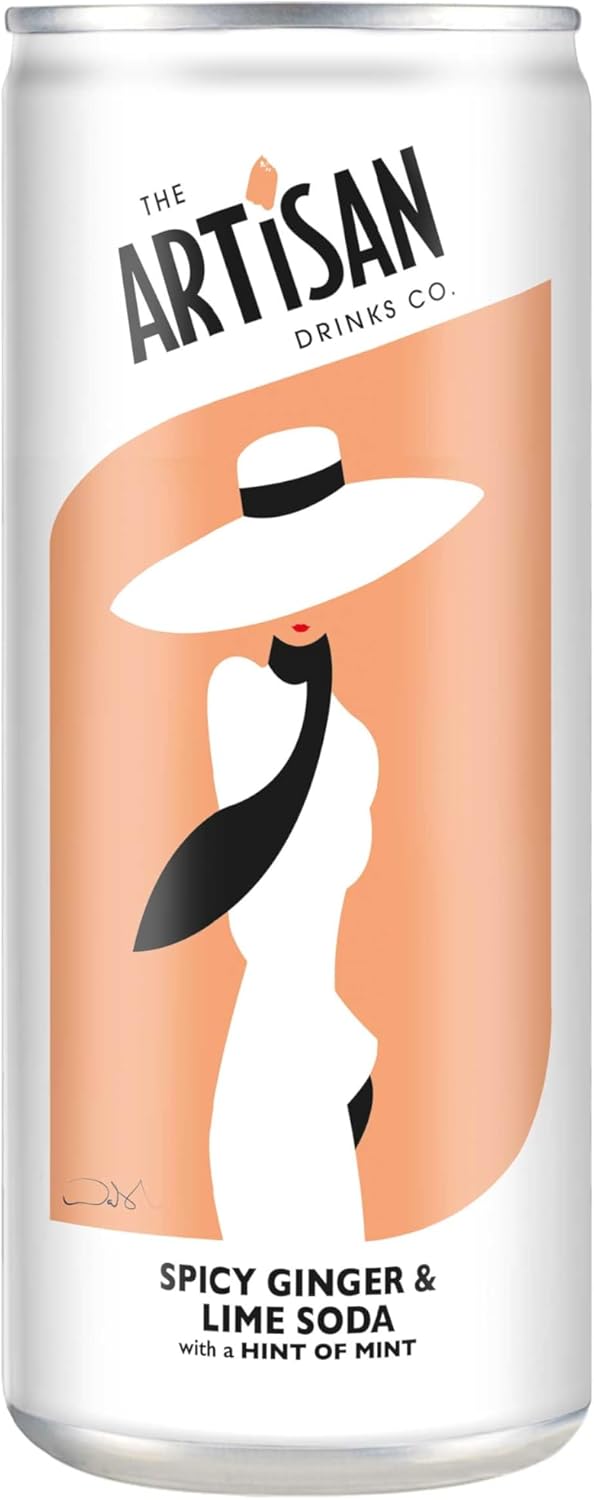 Spicy Ginger & Lime Soda with a hit of Mint by the Artisan Drinks Company - 250mlx12 Cans - Natural Ingredients - 48 Calories per Can - No Artificial Sweetners - An Adult Soft Drink-1