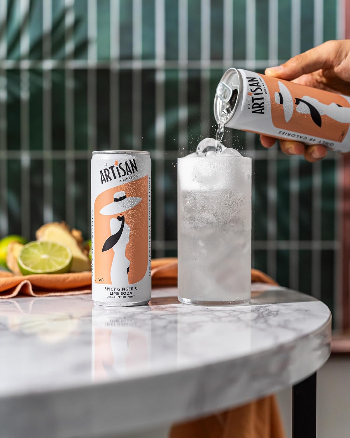 Spicy Ginger & Lime Soda with a hit of Mint by the Artisan Drinks Company - 250mlx12 Cans - Natural Ingredients - 48 Calories per Can - No Artificial Sweetners - An Adult Soft Drink-4