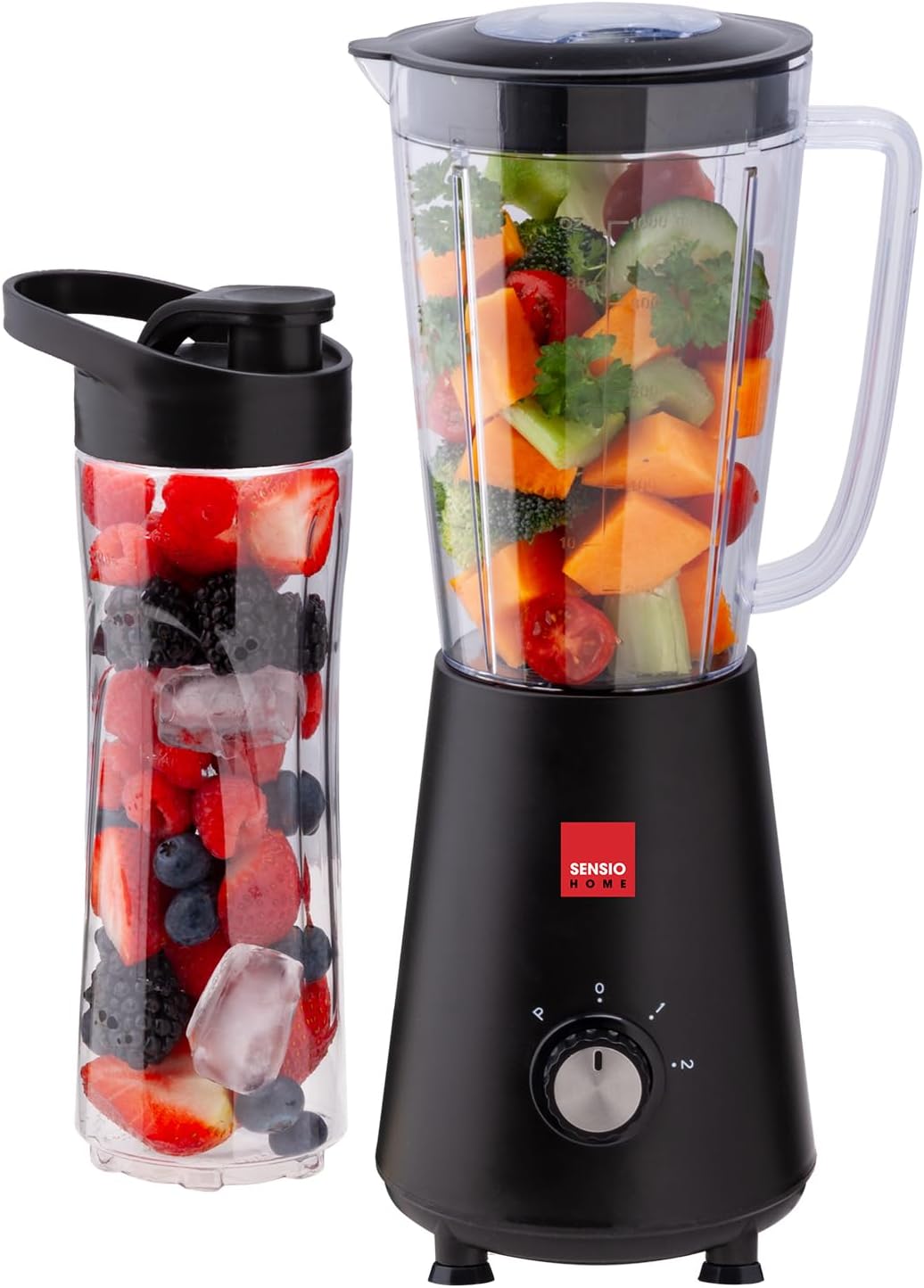 Sensio Home Personal Blender Smoothie Maker - BPA Free 1L Jar & 600ml Portable Sports Bottle, Electric Blender for Fruit, Vegetables, Protein Shakes, Crush Ice & Frozen Fruit, 2 Speed + Pulse 350W-0