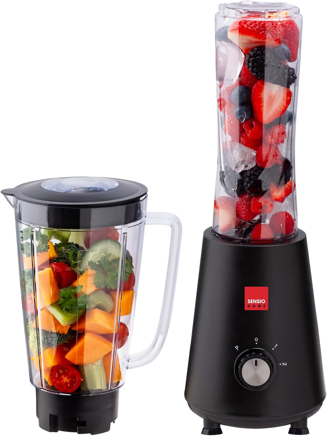 Sensio Home Personal Blender Smoothie Maker - BPA Free 1L Jar & 600ml Portable Sports Bottle, Electric Blender for Fruit, Vegetables, Protein Shakes, Crush Ice & Frozen Fruit, 2 Speed + Pulse 350W-1