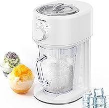 Electric Ice Crusher, Slushy Maker Ice Shaver with Removable Jug for Blending Slushies, Ice Crushing Machine for Snow Cones Slushies Smoothies, and Iced Coffees Frappuccinos (White)