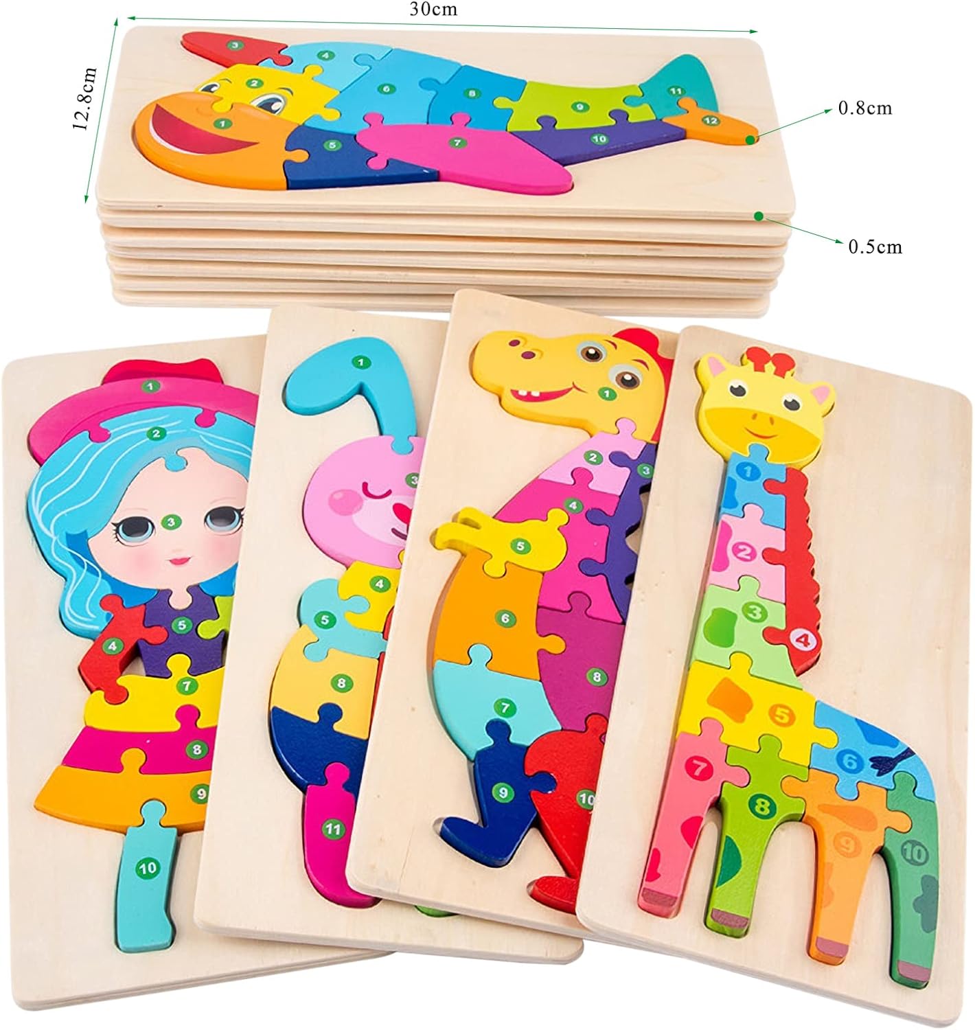 Wooden Toddler Jigsaw Puzzles for Girls Boys | Montessori Animals Wooden Toys for Kids Age 2 3 (Tyrannosaurus)-1