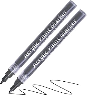 Black Marker Pen,Permanent Acrylic Marker 2 sticks,Line width 0.7mm Suitable for ceramic, paper, wood, glass, metal, plastic, stone Painting and writing. (Black)