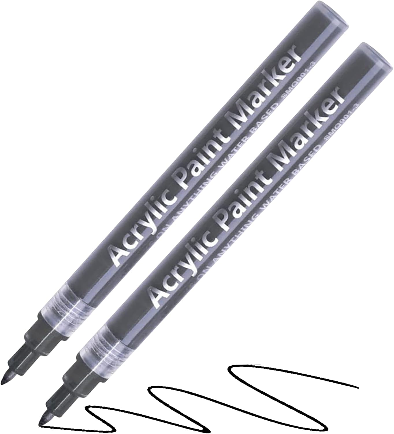 Black Marker Pen,Permanent Acrylic Marker 2 sticks,Line width 0.7mm Suitable for ceramic, paper, wood, glass, metal, plastic, stone Painting and writing. (Black)-0