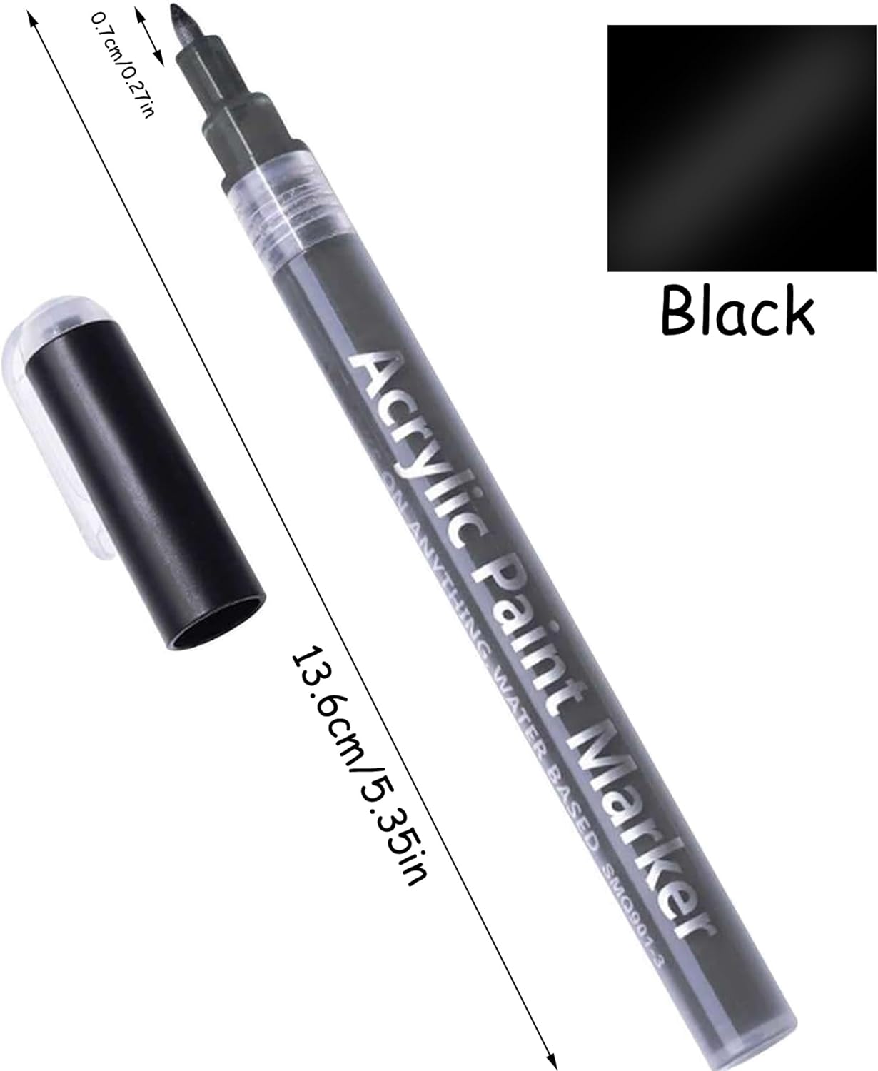 Black Marker Pen,Permanent Acrylic Marker 2 sticks,Line width 0.7mm Suitable for ceramic, paper, wood, glass, metal, plastic, stone Painting and writing. (Black)-2