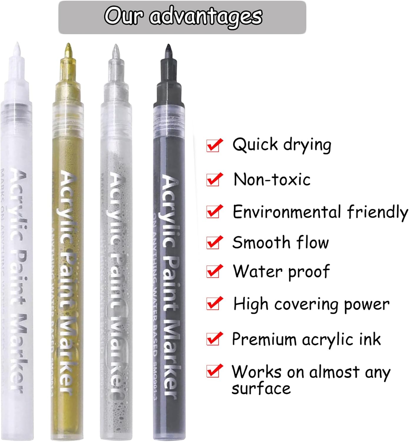 Black Marker Pen,Permanent Acrylic Marker 2 sticks,Line width 0.7mm Suitable for ceramic, paper, wood, glass, metal, plastic, stone Painting and writing. (Black)-6