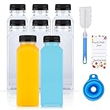 Yzpklhw Plastic Juice Bottles with Tamper Seal Lids, 8 Pcs 13.6 oz/400ml Empty Reusable Plastic Bottles, Juice Smoothie Drink Milk Shot Bottles Containers with Lids for Juice, Milk, Water, Beverages