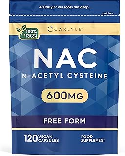 NAC N-Acetyl-Cysteine 600mg | 120 Vegan Capsules | NAC Supplement | Free Form Formula | by Carlyle