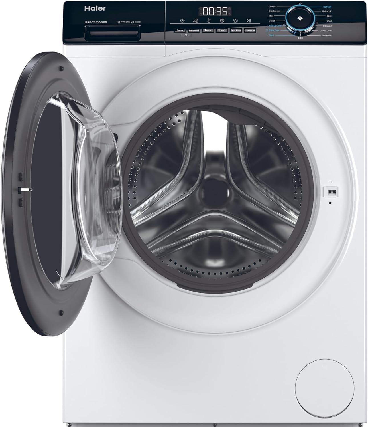 Haier HW90-B16939-UK Freestanding Washing Machine with LED Display, 9kg Load, 1600RPM, Direct Motion, White, A Rated-5