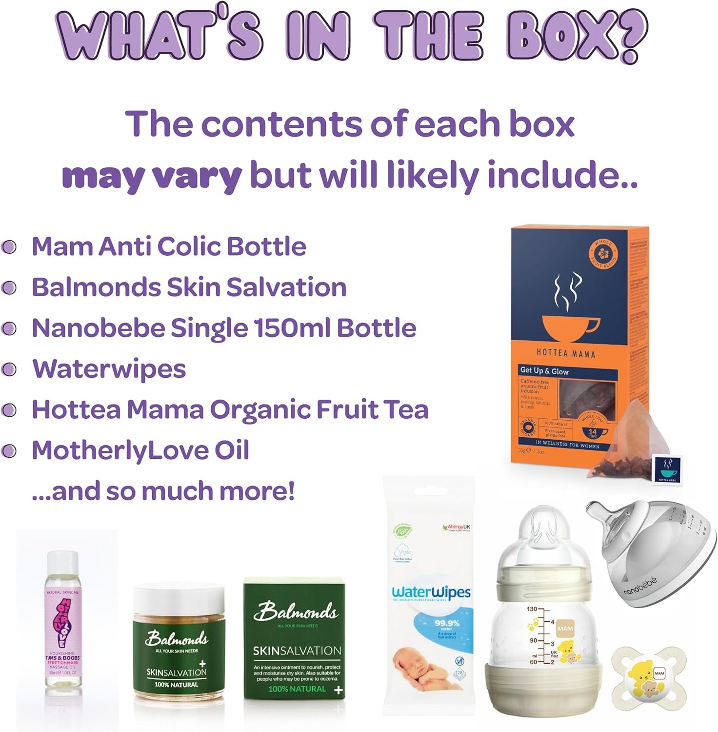 The Honest Midwife Ultimate Gift Set for You & Your Baby - includes Mam Anti Colic Bottle • Balmonds Skin Salvation • Nanobebe Bottle • Hottea Mama Tea Bags • Baby Wipes & More • CONTENTS MAY VARY-2