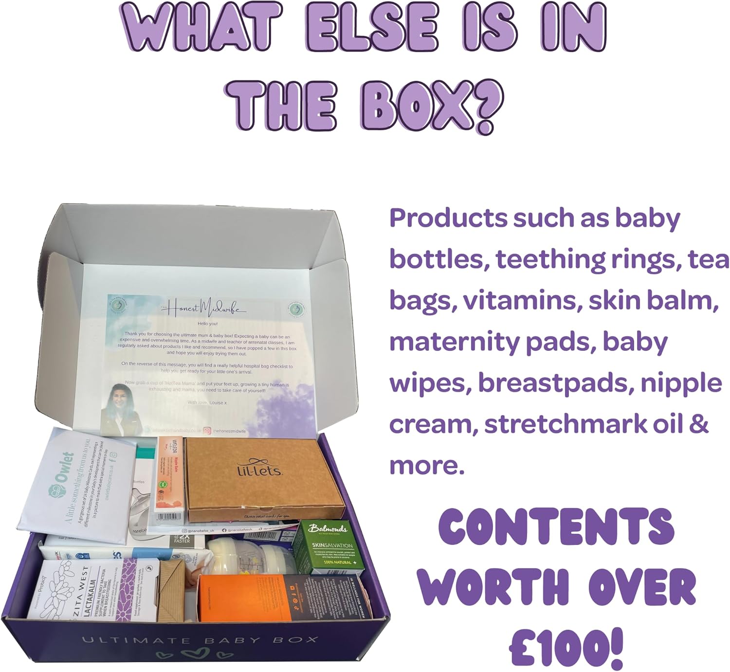 The Honest Midwife Ultimate Gift Set for You & Your Baby - includes Mam Anti Colic Bottle • Balmonds Skin Salvation • Nanobebe Bottle • Hottea Mama Tea Bags • Baby Wipes & More • CONTENTS MAY VARY-5