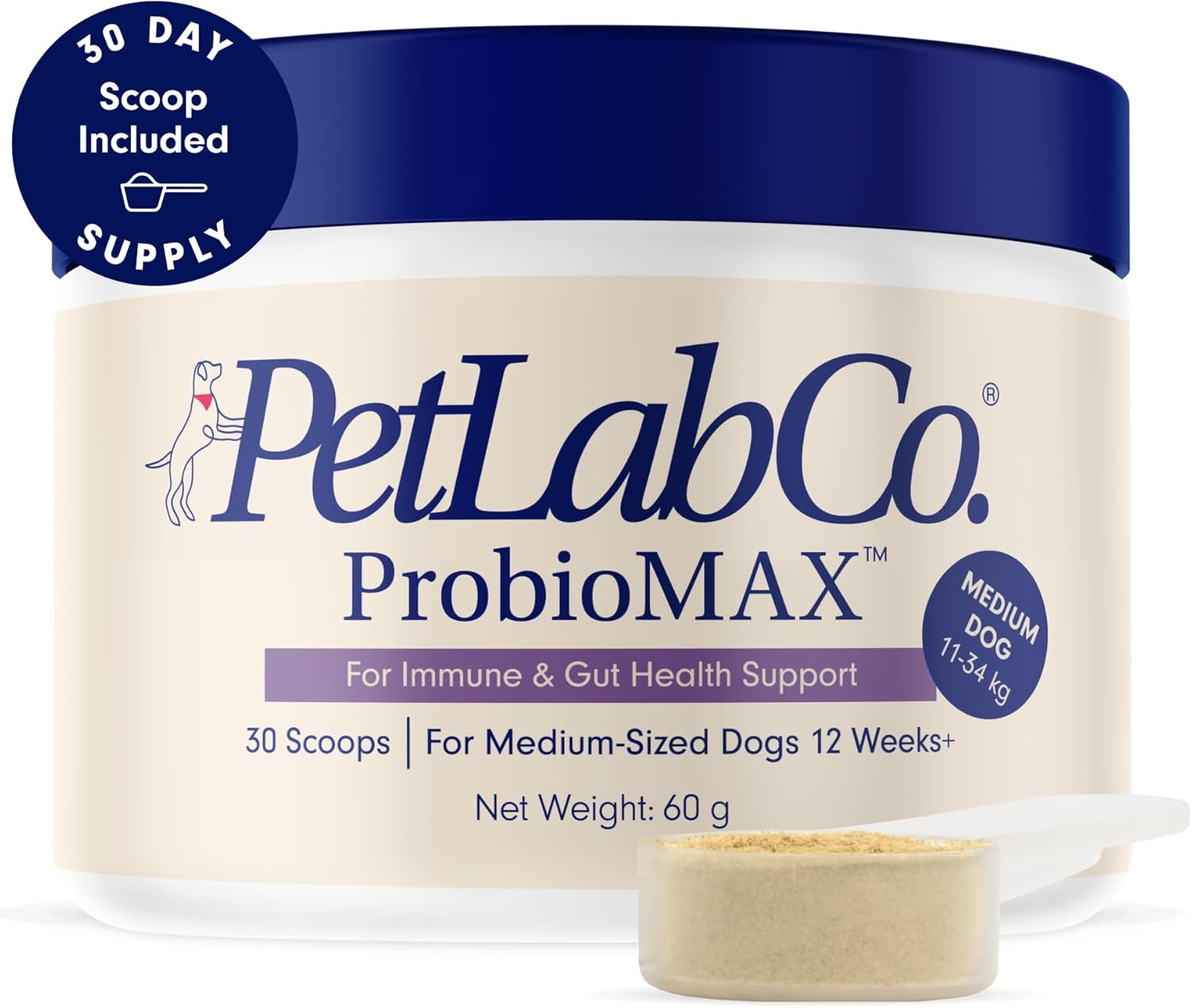 PetLab Co. ProbioMAX - Supports Gut Flora & Targets Seasonal Discomfort – Probiotic Powder – Help Maintain a Normal Immune Response - For Medium Dogs-0