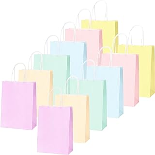 30Pcs Macaron Mixed Gift Bag Paper Pastel Party Bags for Kids,Adult Party Goodie Bags Candy Sweets Bag,Small Birthday Party Favour Bag Kraft Paper Bag with Handle for Presents,Xmas,Wedding,Hen Party