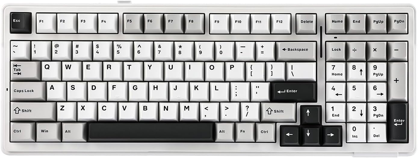 EPOMAKER x AULA F99 Wireless Mechanical Keyboard, Hot Swappable Gasket Custom Gaming Keyboard with Five-Layer Padding, Bluetooth/2.4GHz/USB-C, 8000mAh Battery (White Grey, Nimbus V3 Switch)-0