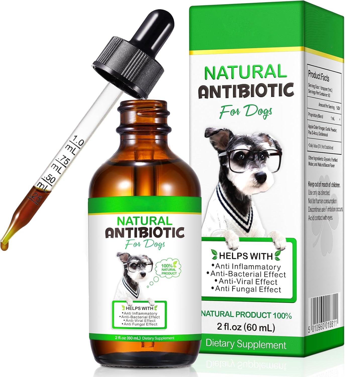 Dog Antibiotics,Antibiotics for Dogs, Natural Dog Antibiotics Supports Dog Allergy & Itch Relief, Yeast Infection Treatment for Dogs Dog Supplies Antibiotics Bacon Flavor - 60ml (60ml)-0