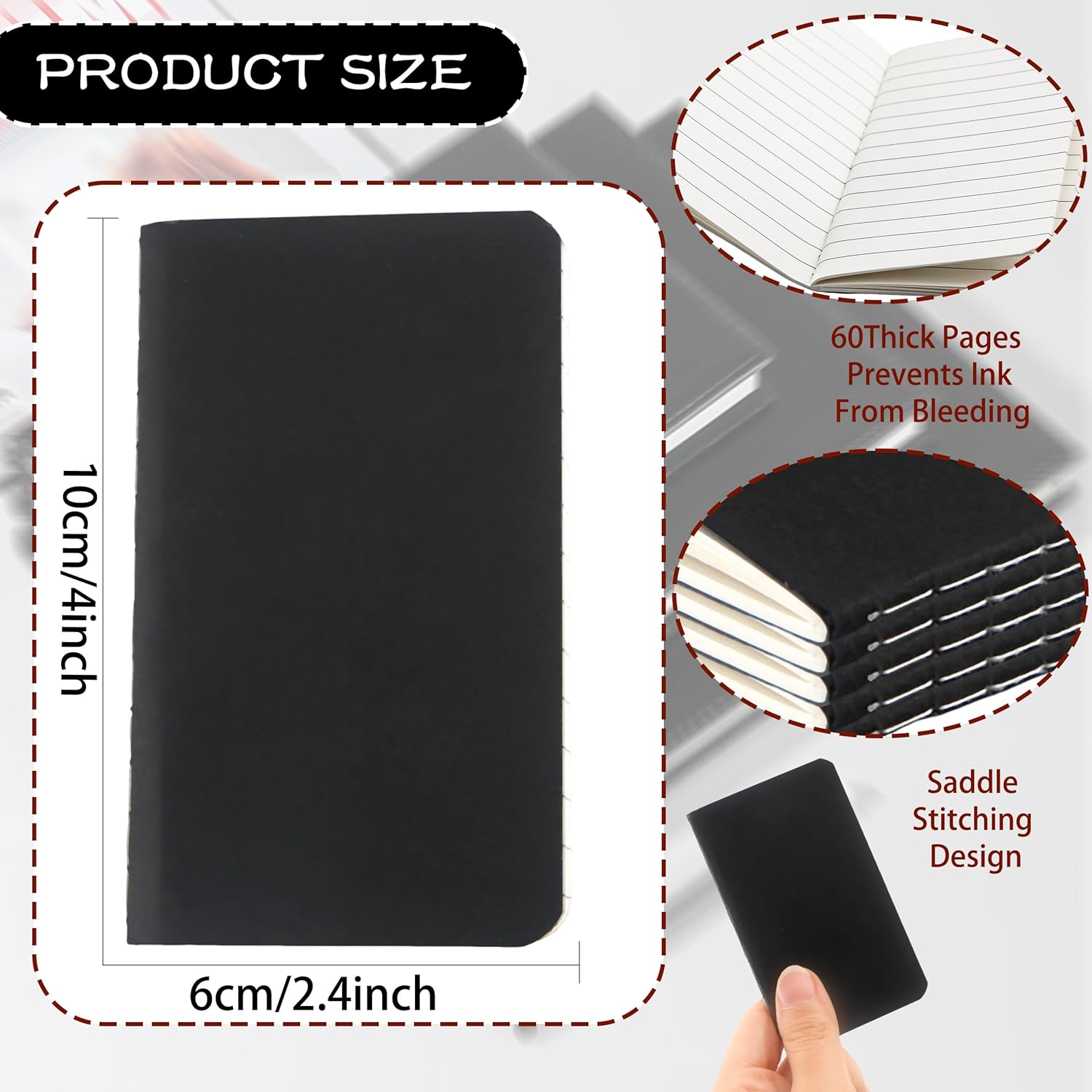 Haconba 24 Pack 2.5'' x 4'' Mini Notebooks Bulk Black Small Pocket Memo Notepads for School Office Home Supplies-1