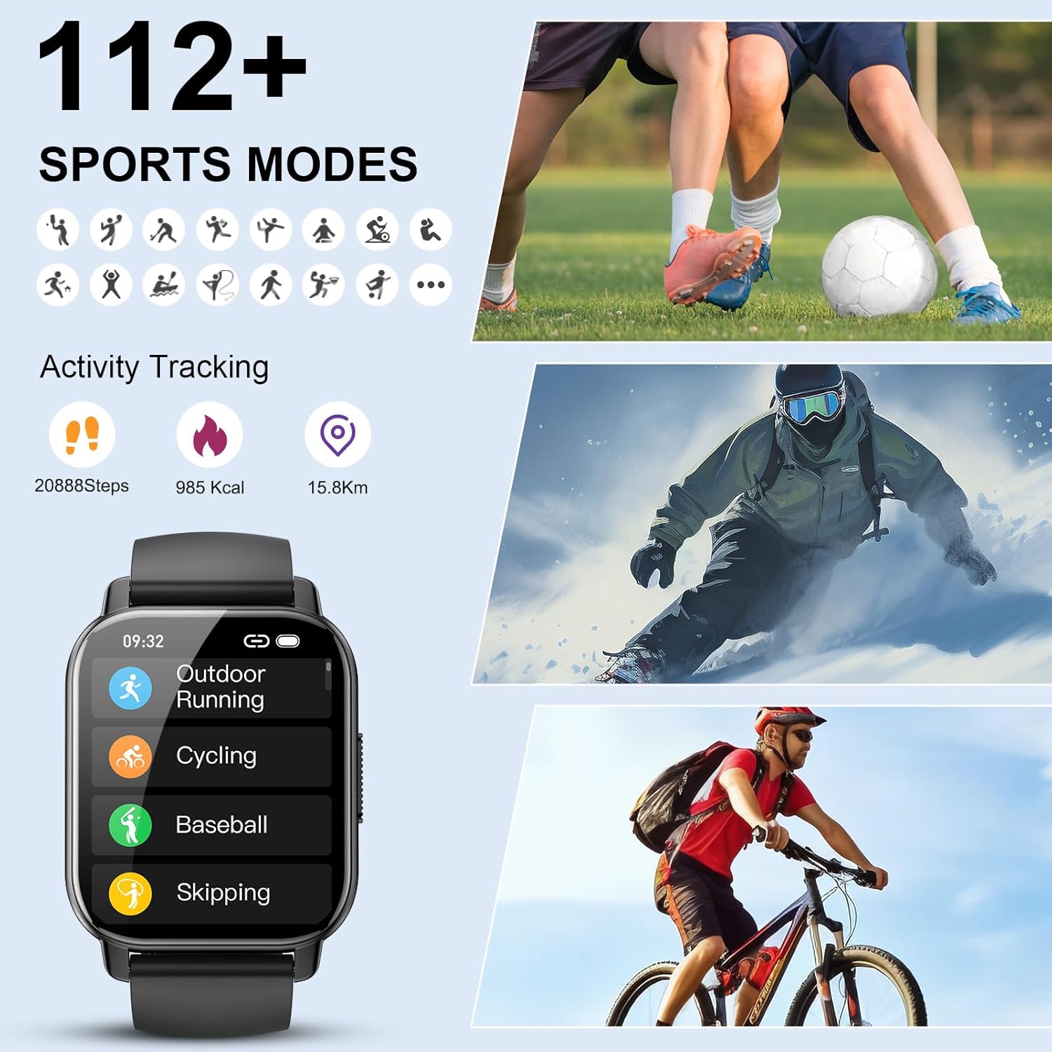 Smart Watch for Men Women Answer/Make Calls - 1.85" HD Touch Screen Smart Watches with Heart Rate Sleep Monitor - 112 Sports Modes - Fitness Tracker - IP68 Waterproof Smartwatch for Android iOS-3