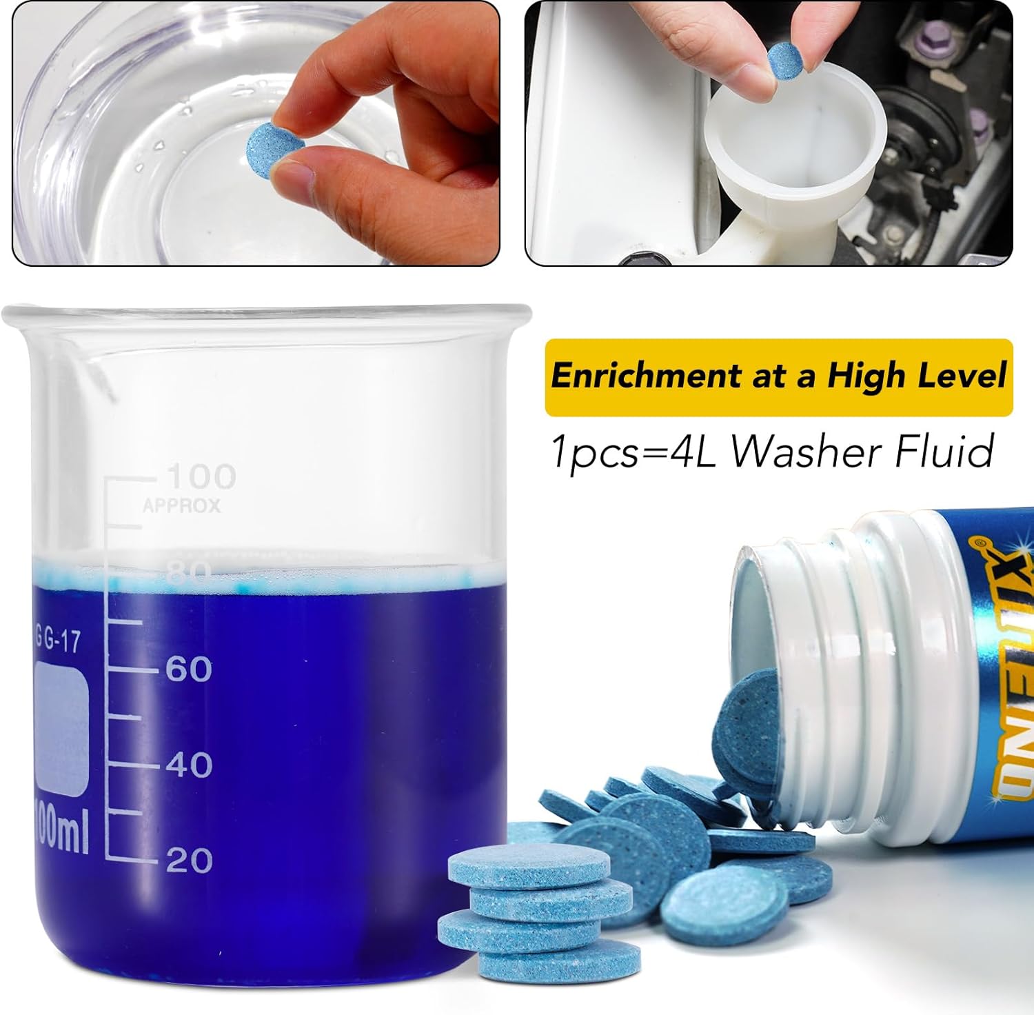 Windscreen Washer Fluid Tablets 100PCS Car Screenwash for Cars Glass Concentrated Washer Tablets Solid Car Tablets Glass Solid Wiper Cleaning Tablets for Car Kitchen Window-1