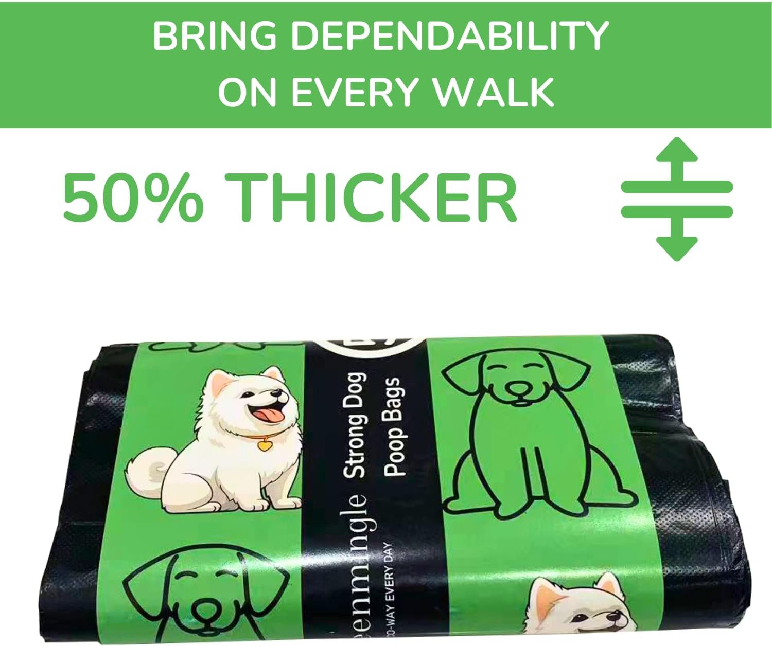 GreenMingle 200 Pack Dog Poo Bags 50% Stronger & 25% Larger Dog Poop Bags with Tie Handles | 100% Leak Proof | Odor Free Pet Waste Disposal Bags | Discreet Opaque Black | Large Poo Bags Dogs-1