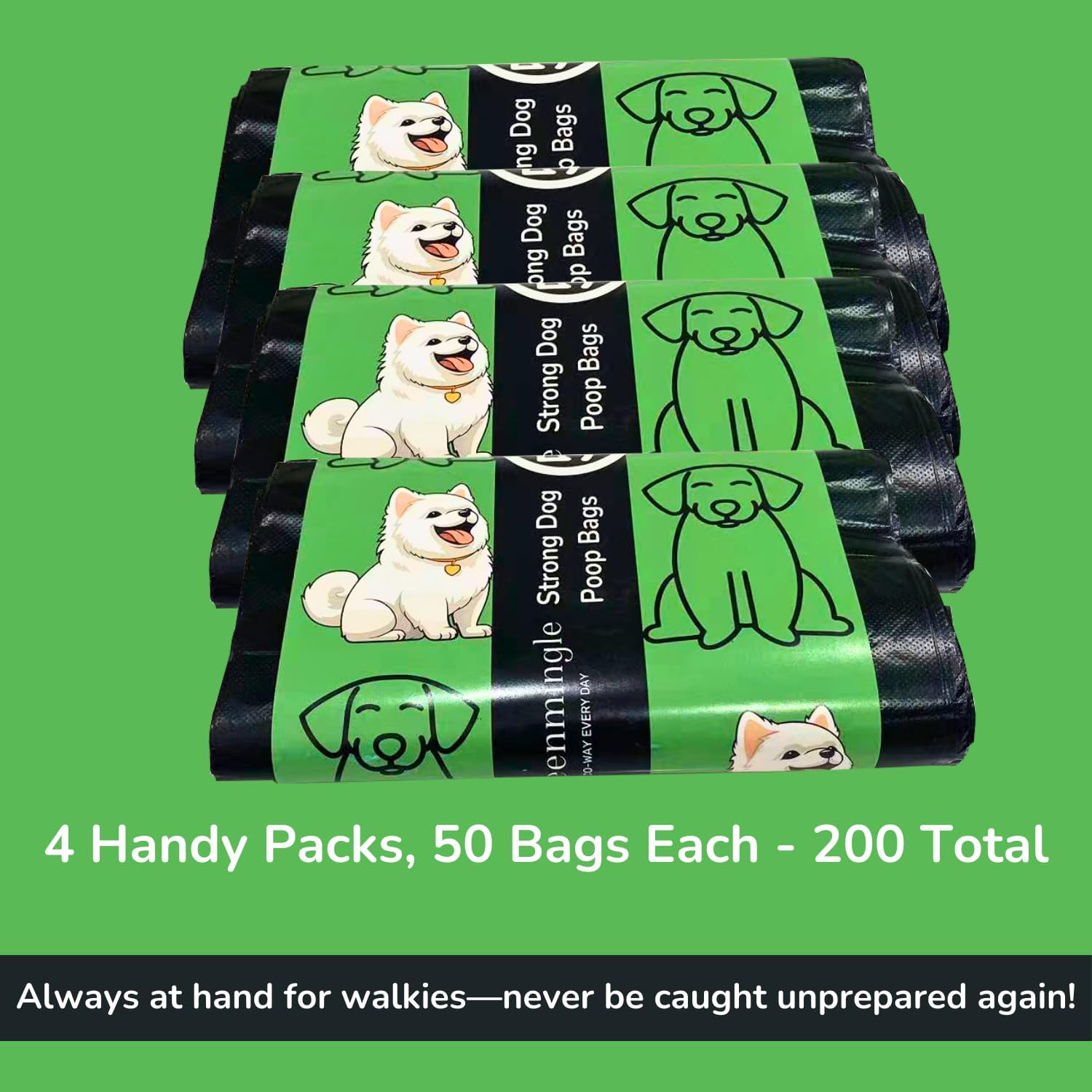 GreenMingle 200 Pack Dog Poo Bags 50% Stronger & 25% Larger Dog Poop Bags with Tie Handles | 100% Leak Proof | Odor Free Pet Waste Disposal Bags | Discreet Opaque Black | Large Poo Bags Dogs-4