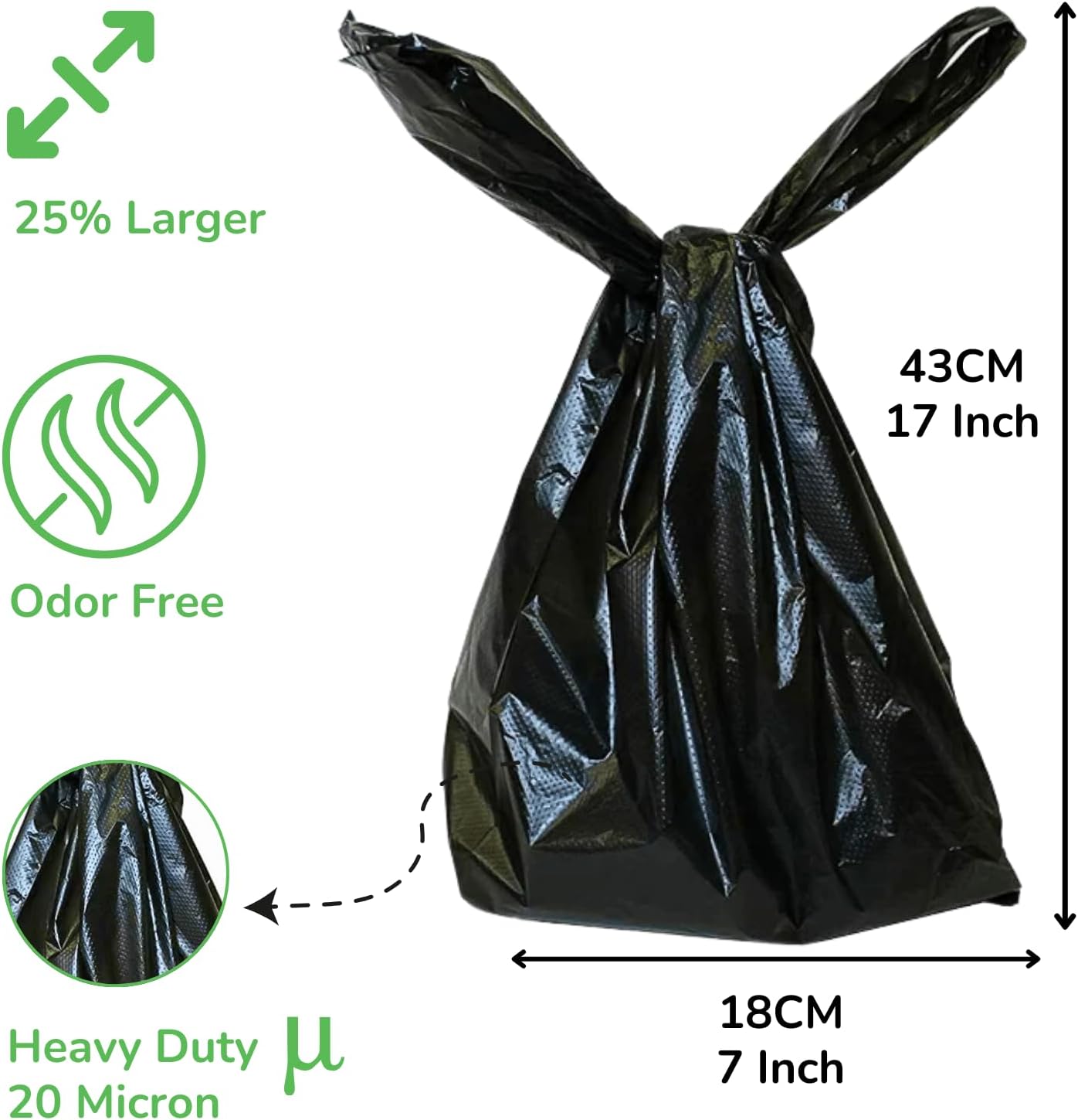 GreenMingle 200 Pack Dog Poo Bags 50% Stronger & 25% Larger Dog Poop Bags with Tie Handles | 100% Leak Proof | Odor Free Pet Waste Disposal Bags | Discreet Opaque Black | Large Poo Bags Dogs-5