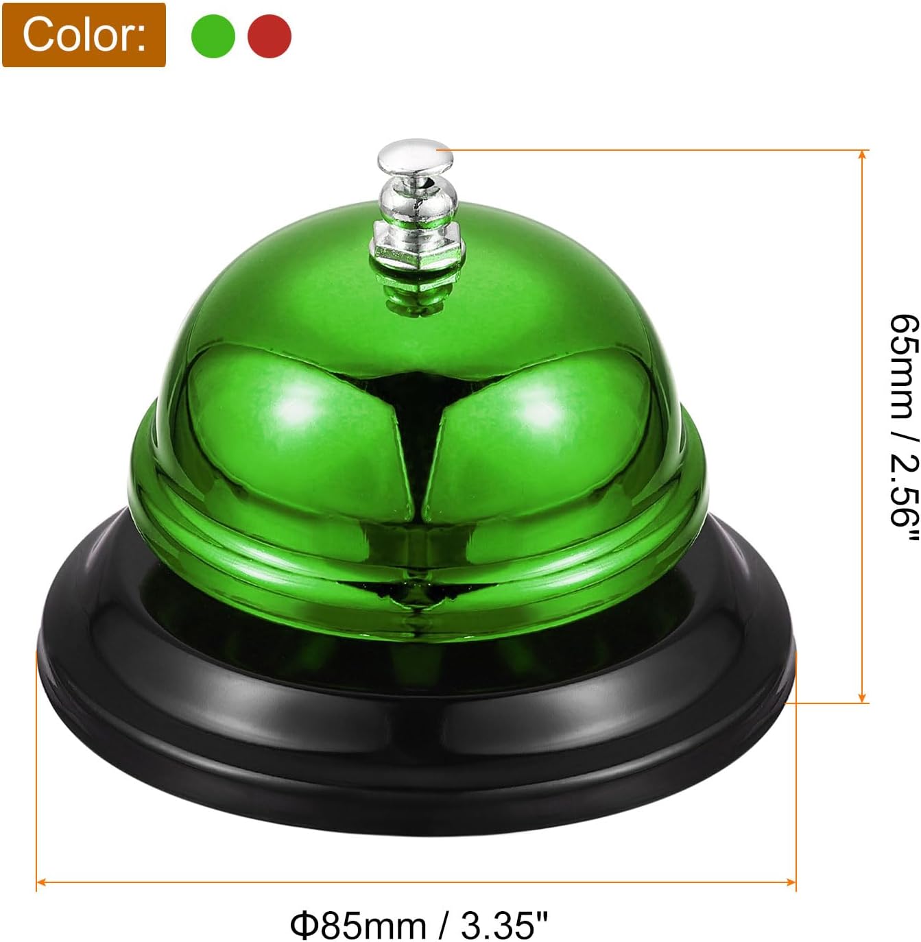 sourcing map 2 Pcs Call Bell, 85mm/3.35" Desk Bell Service Dinner Bell for Restaurant Hotel Room Kitchen Bar Party Classroom(Green+Red)-1