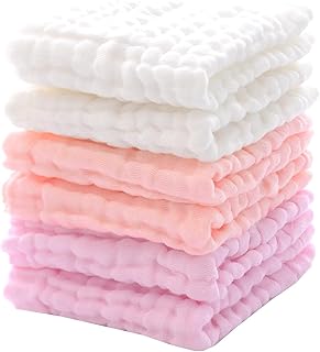 WinReal Baby Washcloths Muslin Baby Face Towels 6 Pack Soft Muslin Washcloths for Newborn Cotton Wash Cloth Set for Baby Face Natural Baby Wipes for Delicate Skin Baby Registry as Shower 11x11 inches