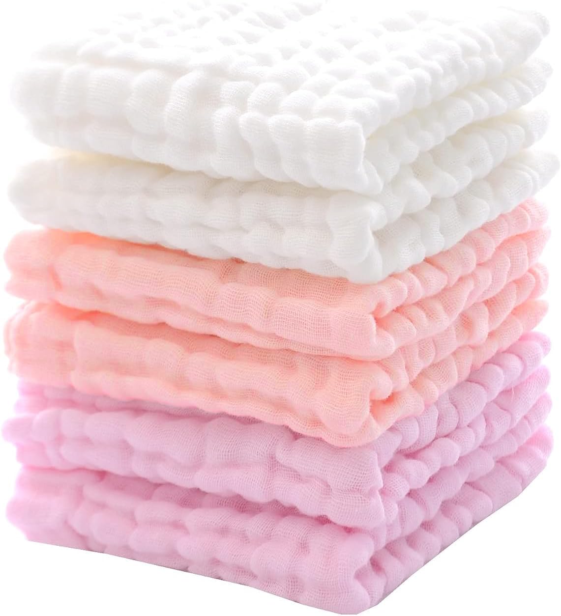 WinReal Baby Washcloths Muslin Baby Face Towels 6 Pack Soft Muslin Washcloths for Newborn Cotton Wash Cloth Set for Baby Face Natural Baby Wipes for Delicate Skin Baby Registry as Shower 11x11 inches-0